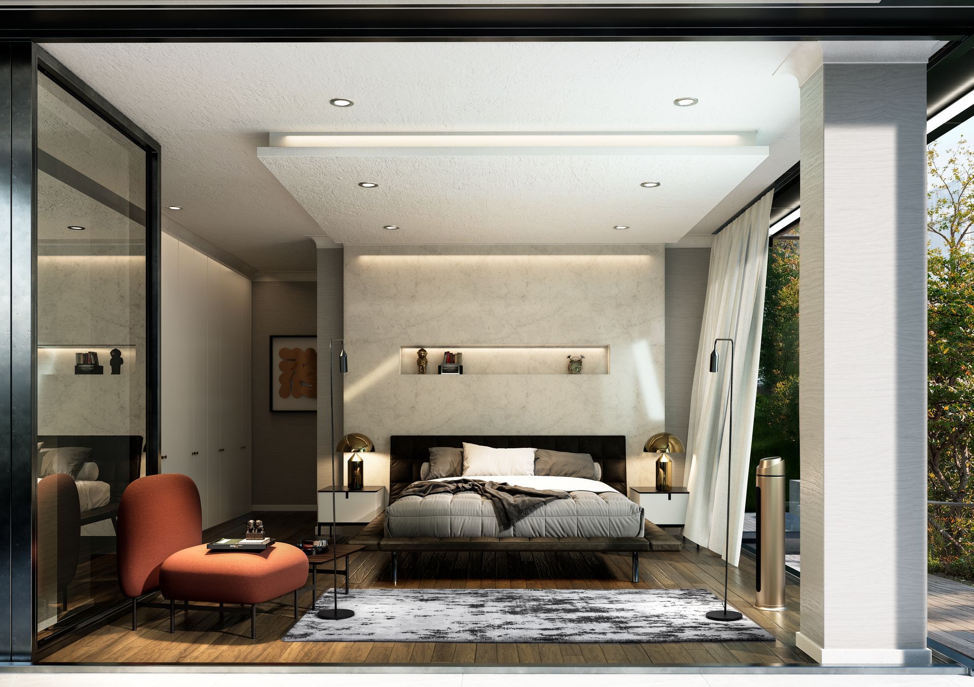 Residence-R — main bedroom opening to the garden